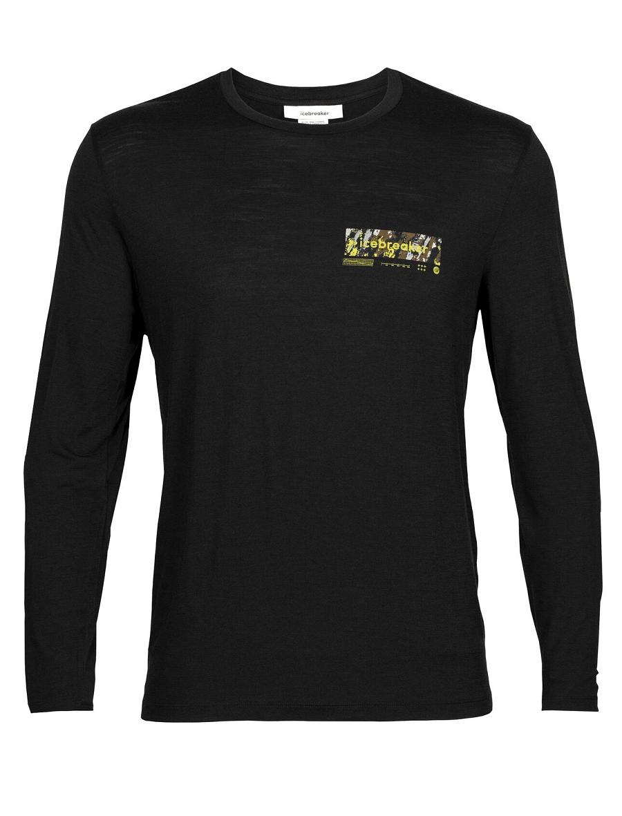 Long Sleeve Icebreaker Merino Tech Lite II T-Shirt Summit Tread Męskie Czarne | PL 1710CTVE